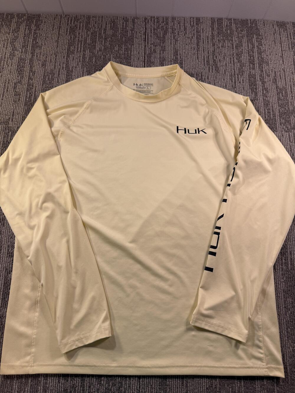 Huk Shirt Mens Large Yellow Long Sleeve Performance Fishing Florida Flag Graphic